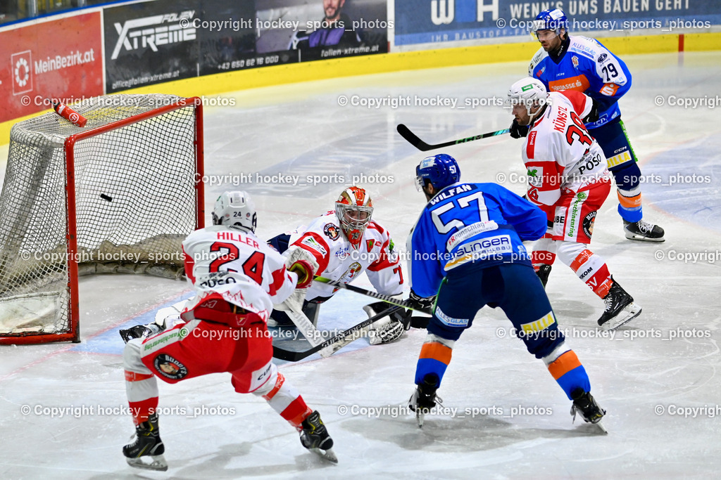 ESC Steindorf vs. ESV Ferlach  | Tor ESC Steindorf, #24 Hiller Egon ESV Ferlach, #75 Kropiunig Ralf ESV Ferlach, #57 Wilfan Franz ESC Steindorf, #38 Künstl Kevin ESV Ferlach, #79 Petrik Benjamin ESC Steindorf, ESC Steindorf vs. ESV Ferlach , ESC Steindorf vs. ESV Ferlach  am 15.02.2026 in Steindorf (Ossiachersee Halle), Austria, (Photo by Bernd Stefan)