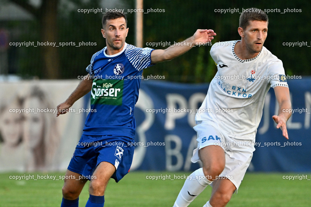 SAK vs. SV Dellach Gail | #10 Samir Nuhanovic SV Dellach Gail, #22 Leo Ejup SAK, SAK vs. SV Dellach Gail, SAK vs. SV Dellach Gail am 14.08.2025 in Klagenfurt (Sportpark Welzenegg), Austria, (Photo by Bernd Stefan)
