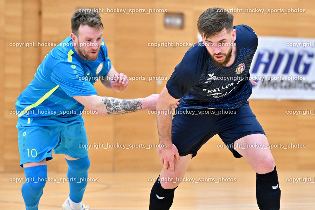 LPSV Kärnten vs. Futsal Versli Klagenfurt | #10 Denis Totoskovic versli.at Klagenfurt, #92 Elvir Dubinovic LPSV-Kärnten, LPSV Kärnten vs. Futsal Versli Klagenfurt, LPSV Kärnten vs. Futsal Versli Klagenfurt am 01.02.2026 in Villach (Ballspielhalle St. Martin), Austria, (Photo by Bernd Stefan)