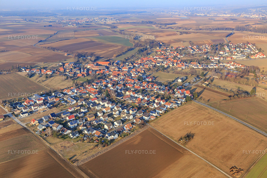 Luftbild: Ortsansicht von Südwesten im Ortsteil Habitzheim in Otzberg im Bundesland Hessen in Deutschland. Foto: IMG_096817.jpg vom 15.02.2017 durch Werner Riehm/FLY-FOTO.de