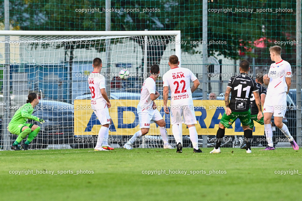 SAK Klagenfurt vs. FC Gleisdorf 09 2.9.2022 | Tor FC Gleisdorf, #1 Aric Leon Haimburger, #23 Marko Mitrovic, #22 Darijo Biscan, #11 Thomas Wotolen, #5 Matic Pavlic