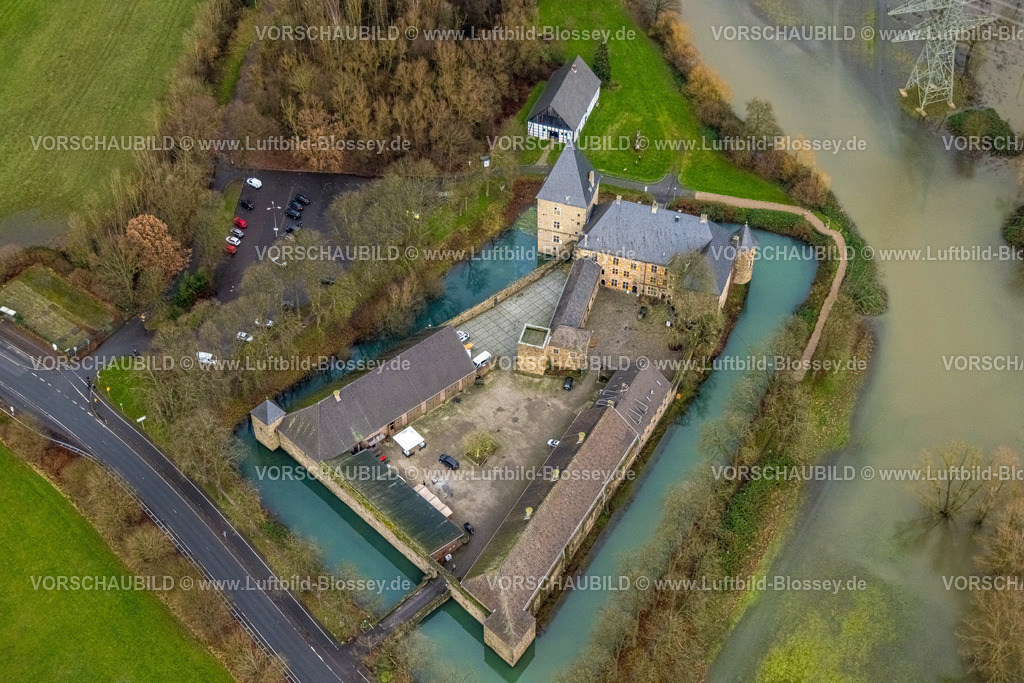 Hattingen231202120Ruhr | Luftbild, Ruhrhochwasser, Weihnachtshochwasser 2023, starke Regenfälle,  Blankenstein, Hattingen, Ruhrgebiet, Nordrhein-Westfalen, Deutschland