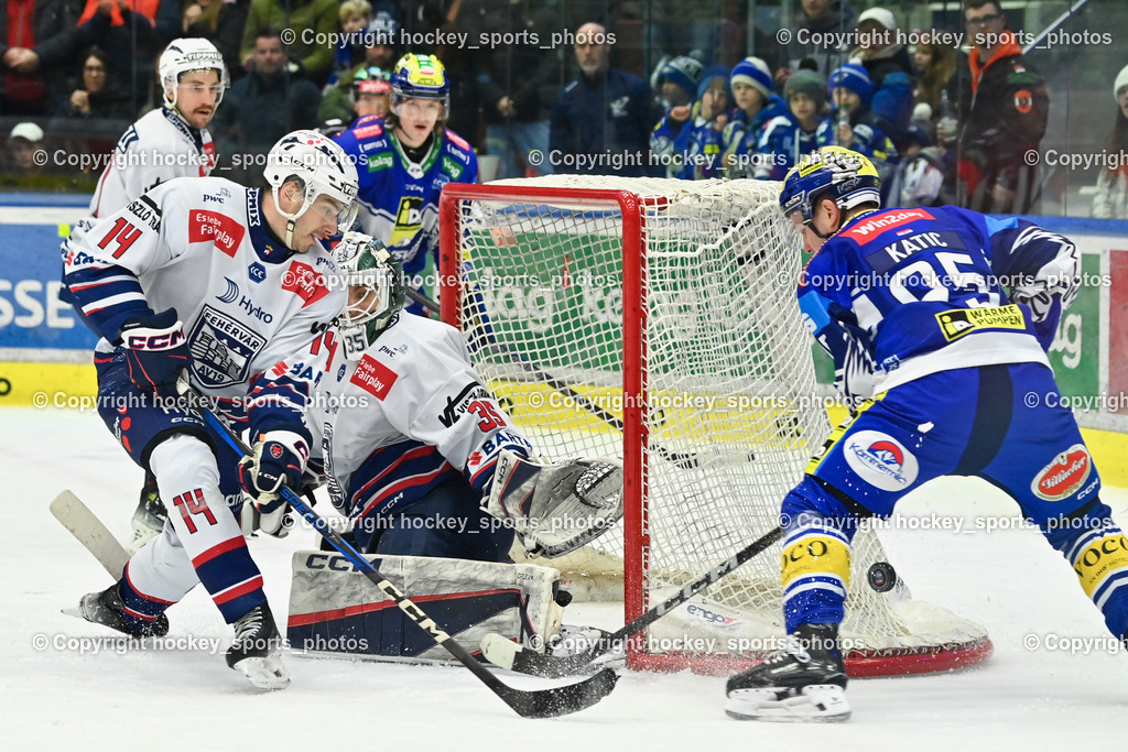 EC IDM Wärmepumpen VSV vs. Hydro Fehervar AV19  | #95 Katic Mark EC VSV, #14 Sebok Balazs HYDRO FEHERVAR, #35 Horvath Dominik HYDRO FEHERVAR, EC IDM Wärmepumpen VSV vs. Hydro Fehervar AV19 , EC IDM Wärmepumpen VSV vs. Hydro Fehervar AV19  am 01.01.2025 in Villach (Stadthalle Villach), Austria, (Photo by Bernd Stefan)