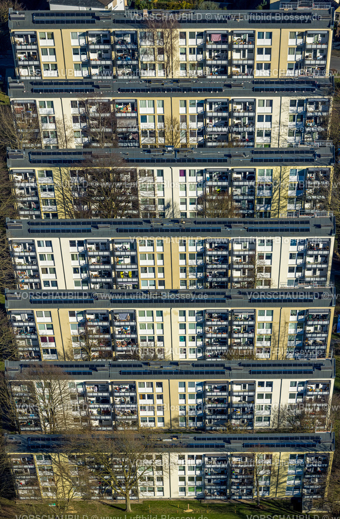 Castrop-Rauxel240106533 | Luftbild, Wohngebiet Mehrfamilienhäuser und Hochhäuser Reihenhaus-Siedlung Deininghausen, Straßen mit ostdeutschen Städtenamen, Balkone, Castrop-Rauxel, Ruhrgebiet, Nordrhein-Westfalen, Deutschland