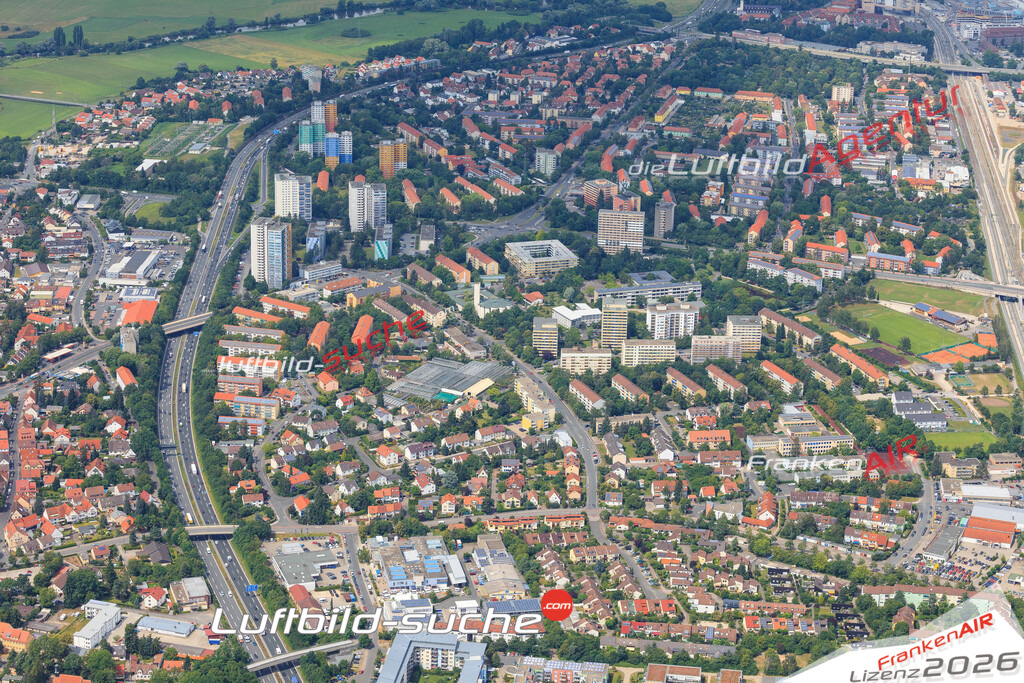 Luftbild von Bruck Erlangen - Luftaufnahme wurde 2016 von https://frankenair.de mittels Flugzeug (keine Drohne) erstellt - die Geschenkidee