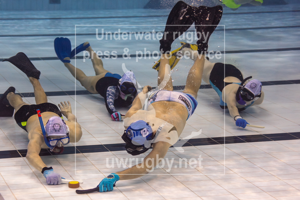 Unterwasser-Hockey: Rückrunde Liga 2023/2024 - Bild 15 | München Marlins 2 in blau gegen den TCO Weinheim 2 in weiß. - Realisiert mit Pictrs.com