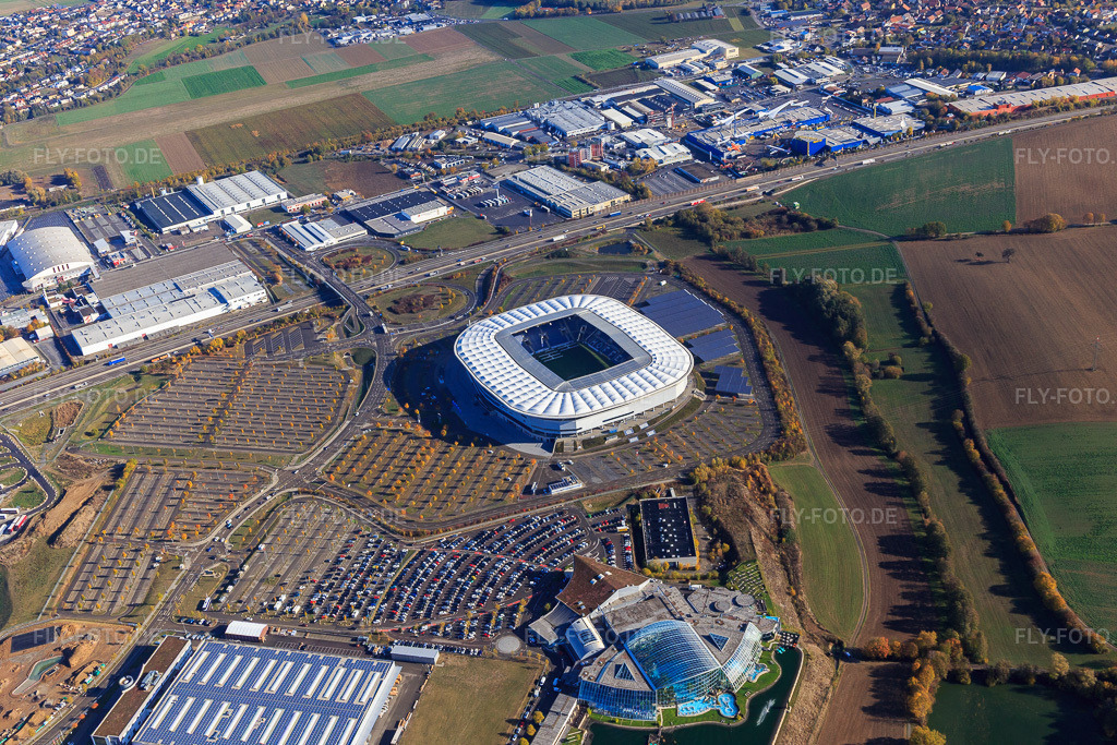 Luftbild: PreZero Arena FC Hoffenheim in Sinsheim im Bundesland Baden-Württemberg in Deutschland. Foto: IMG_112254.jpg vom 02.11.2018 durch Werner Riehm/FLY-FOTO.de