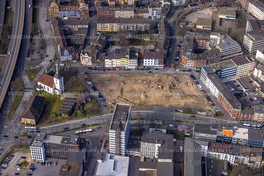 Duisburg240303787 | Luftbild, Brachfläche Steinsche Gasse neben der evang. Marienkirche Innenstadt, Wohngebiet Beekstraße, Altstadt, Duisburg, Ruhrgebiet, Nordrhein-Westfalen, Deutschland, Duisburg-S