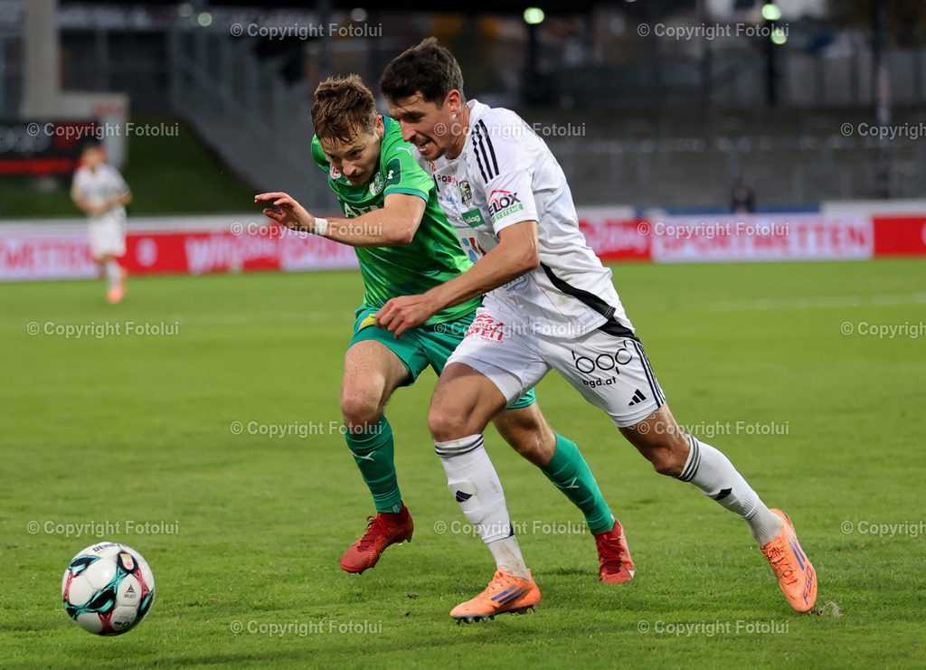 A_LUI_02112025_06 | SPORT FUSSBALL ADMIRAL BUNDESLIGA RZ PELLETS WAC-WSG TIROL 02.11.2025 IM BILD: ALESSANDRO SCHOEPF (WAC) UND JOHANNES NASCHBERGER (TIROL) FOTO:FOTOLUI/MW