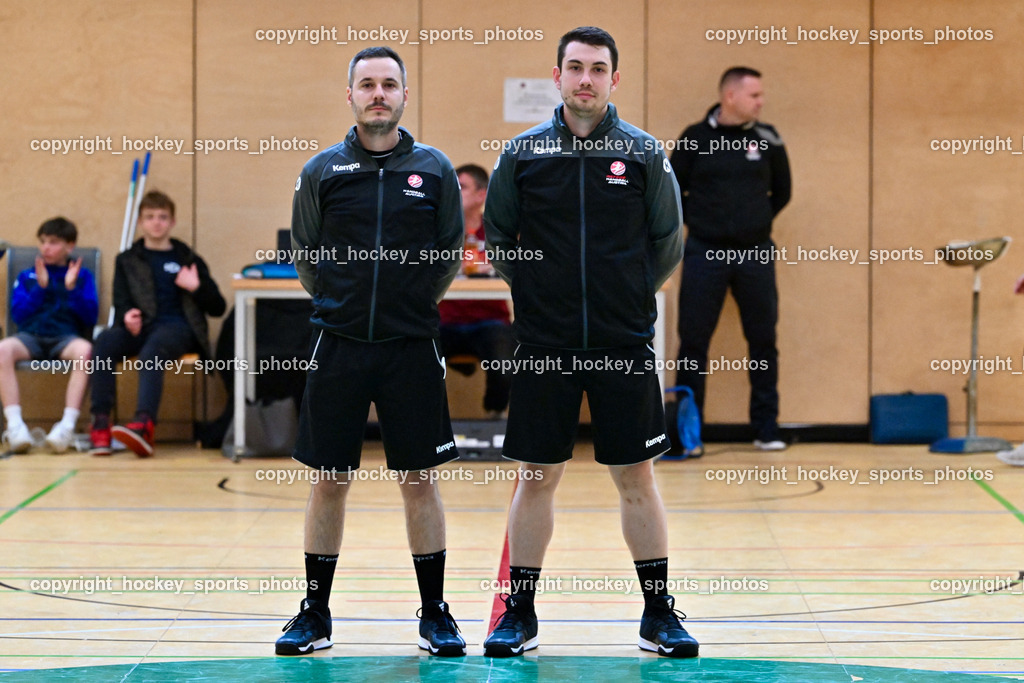 SC Ferlach vs. ALPLA HC Hard | TRICKOVIC Ivan Referee, KAREL Matthias Referee, SC Ferlach vs. ALPLA HC Hard, SC Ferlach vs. ALPLA HC Hard am 05.04.2025 in Ferlach (Ballspielhalle Ferlach), Austria, (Photo by Bernd Stefan)