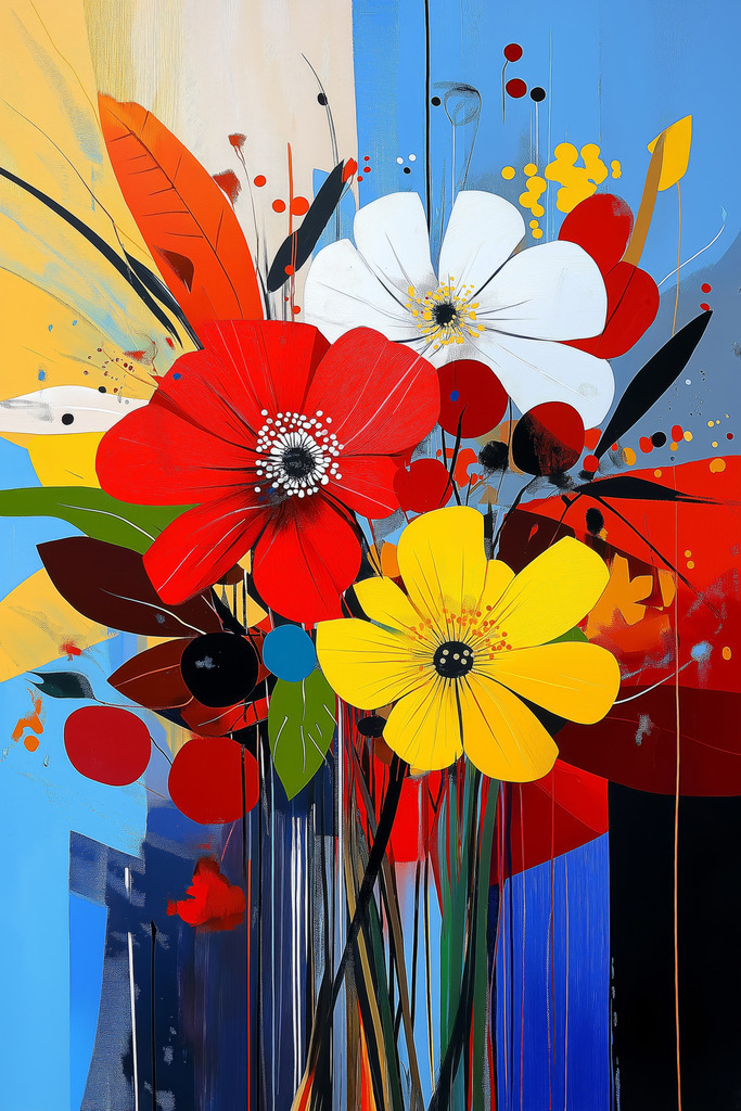 2502026 - Abstrakte bunte Blumen | Bunte Blumen mit abstrakten Elementen.