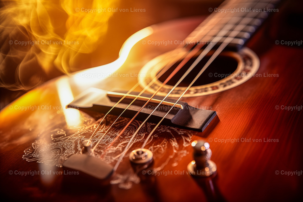 Akustikgitarre im Sonnenlicht | Gitarre Detailaufnahme warme Farben