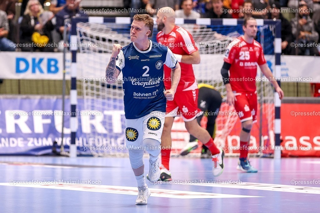 BHC11022601037 | 11.02.2026, Handball, 1.HBL, Bergischer HC - MT Melsungen, 20. Spieltag, Uni-Halle Wuppertal: Noah Beyer (BHC #02) jubelnd