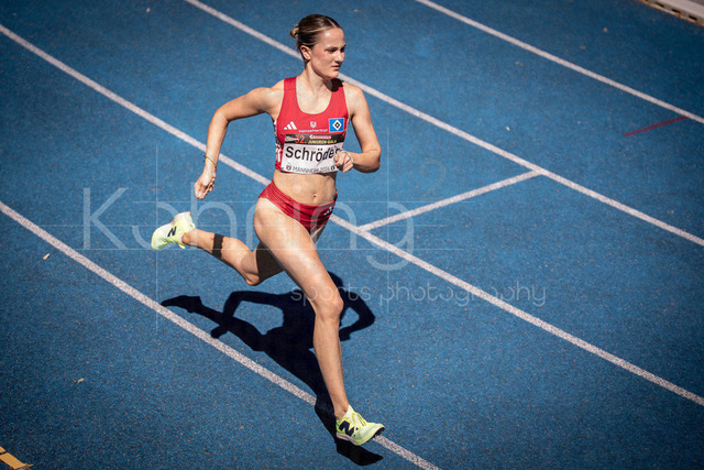 Juniorengala 2026; Mannheim, 13.06.2026 | MANNHEIM, GERMANY - JUNE 13, 2026 :  Line Schroeder (GER/Hamburger SV) competing in the women’s U20 400m during the Juniorengala 2026 at Michael-Hoffmann-Stadion on June 13, 2026 in Mannheim, Germany.