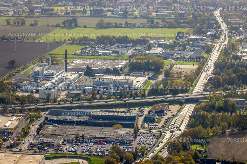 Kamen221012761 | Luftbild, 3M Deutschland GmbH - Werk Kamen, Gewerbegebiet Unna/Kamen, Kaufland Supermarkt, Autobahn A1, Kamen, Ruhrgebiet, Nordrhein-Westfalen, Deutschland