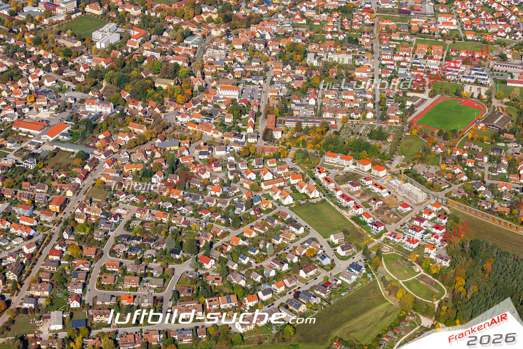 aktuelles Luftbild von  Neuendettelsau - Luftaufnahme wurde 2019 von https://frankenair.de mittels Flugzeug (keine Drohne) erstellt.