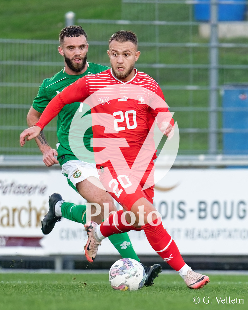 UEFA Region's Cup - Vaud v Munster | Ridvan Hysenaj (20 Vaud) in action (close up) during the UEFA Region's Cup game between Vaud and Munster at Centre Sportif de Colovray in Nyon, Switzerland 