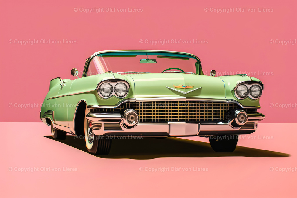 grüner Cadillac | grüner Cadillac mit Pinke Hintergrund