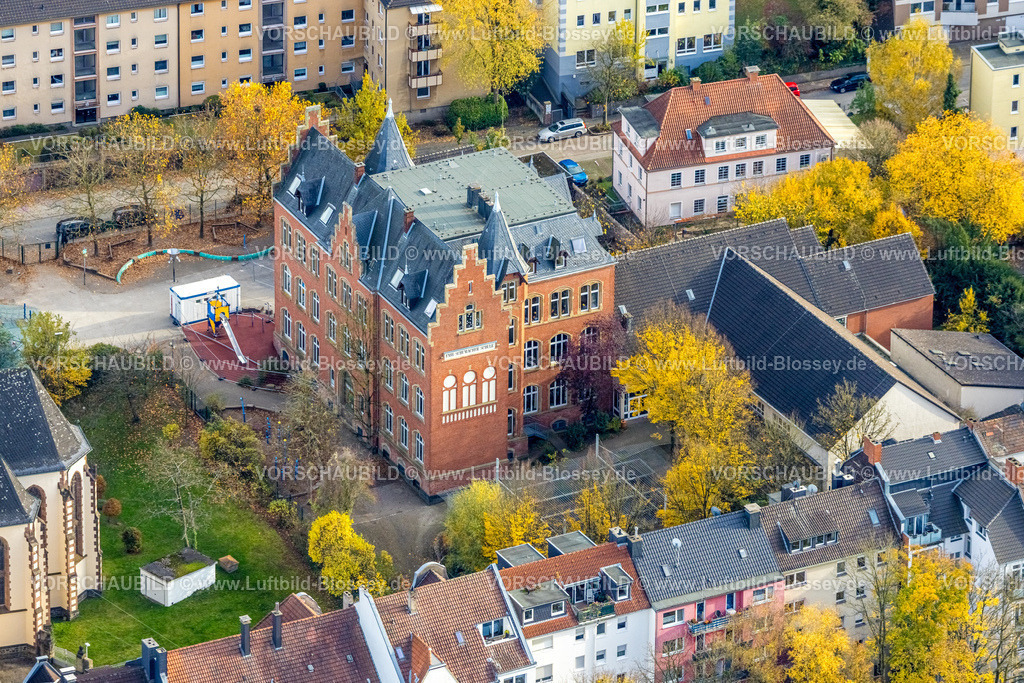 Hagen251102573 | Luftbild, Emil-Schumacher-Schule, herbstliche Bäume, Wehringhausen, Hagen, Ruhrgebiet, Nordrhein-Westfalen, Deutschland