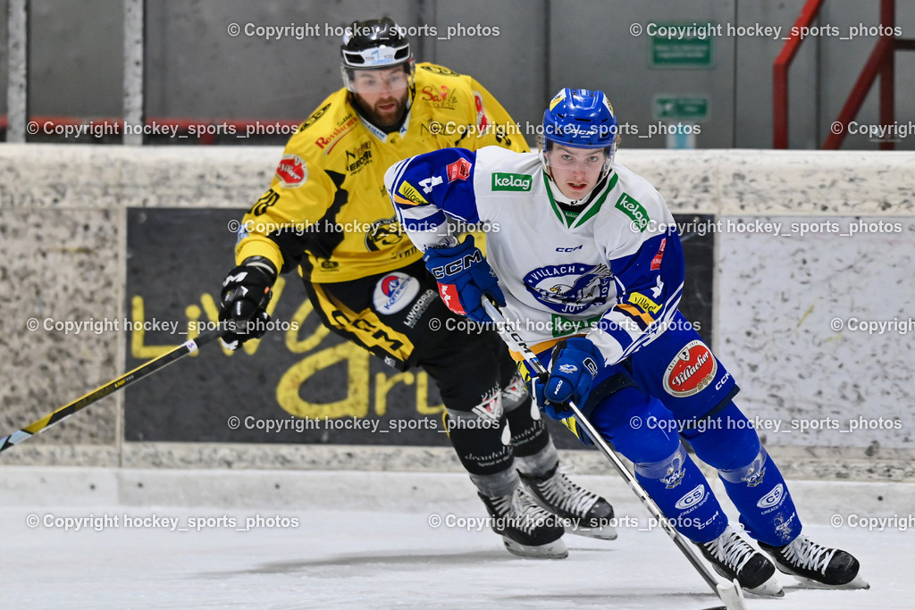 MET PHOTOVOLTAIK HORNETS SPITTAL vs. EC VSV juniors U20  | #4 Raspotnig Julian EC VSV juniors U20, #38 Zorec Marco EC Hornets Spittal, MET PHOTOVOLTAIK HORNETS SPITTAL vs. EC VSV juniors U20 , MET PHOTOVOLTAIK HORNETS SPITTAL vs. EC VSV juniors U20  am 05.11.2024 in Spittal an der Drau (Goldeck Stadion), Austria, (Photo by Bernd Stefan)