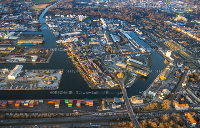 Dortmund230202889 | Luftbild, Hafen Dortmund im Abendlicht, Hafen, Dortmund, Ruhrgebiet, Nordrhein-Westfalen, Deutschland