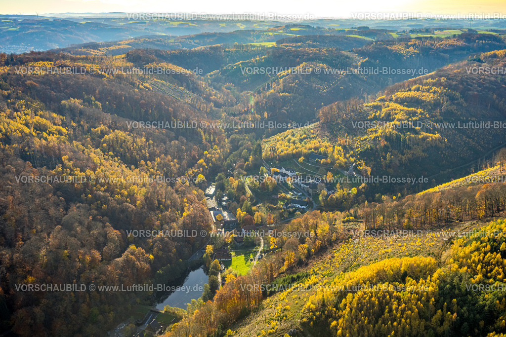 Hagen251103618 | Luftbild, LWL-Freilichtmuseum-Dorf in waldiger Hügellandschaft, herbstliche Bäume,  Eilpe, Hagen, Ruhrgebiet, Nordrhein-Westfalen, Deutschland