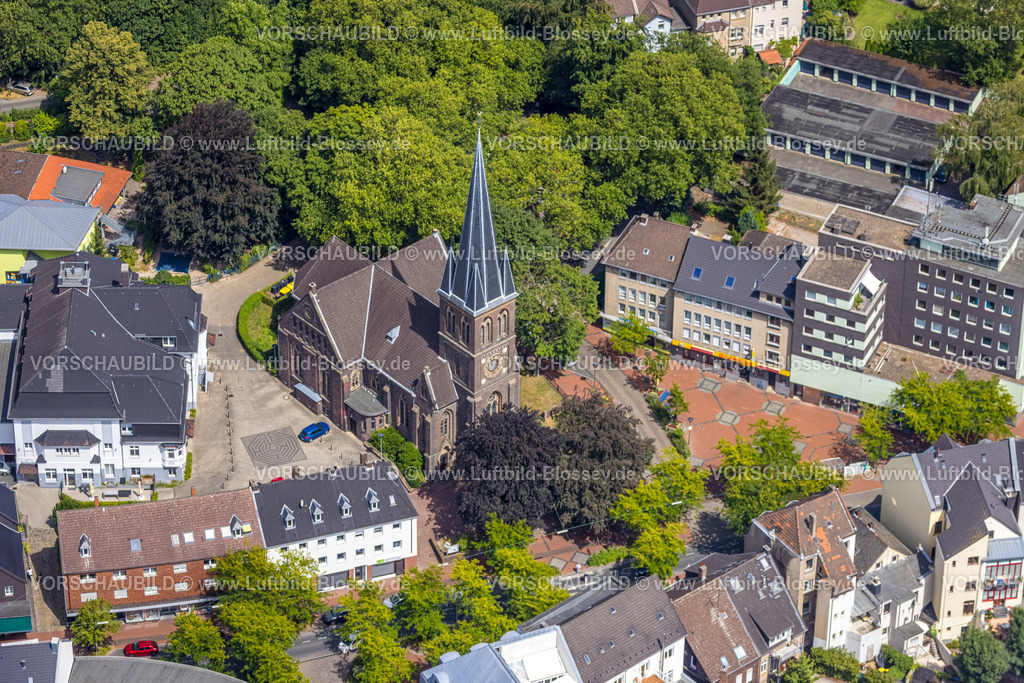 Castrop-Rauxel220707001 | Luftbild, Evang. Pauluskirche, Castrop-Rauxel, Ruhrgebiet, Nordrhein-Westfalen, Deutschland