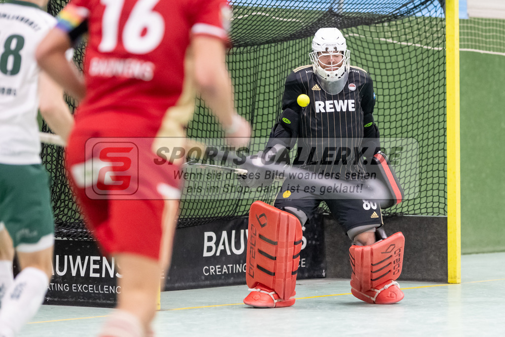 SFE_20230114_0030 | 1. Bundesliga Hockey Herren Rot-Weiss Köln - Uhlenhorst Mülheim am 14.01.2023 in Köln (KTHC Stadion Rot-Weiss Köln Tennis and Hockey Club), Photo: Stephan Fehrmann 2022 (Sports-Gallery),Lennard Leist( Torwart Rot-Weiss Köln #80 )
