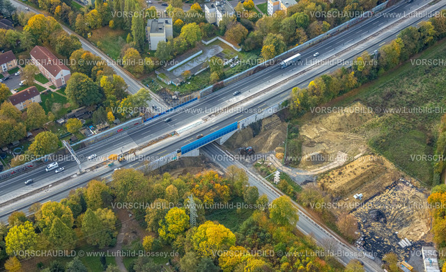 Kamen221012523 | Luftbild, Baustelle, Brückenrenovierung an der Autobahn A2, Münsterstraße Bundesstraße B233, Kamen, Ruhrgebiet, Nordrhein-Westfalen, Deutschland