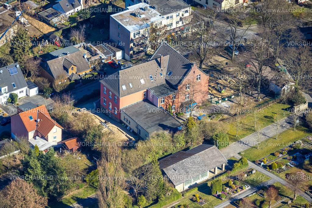 Witten250300854 | Luftbild, Alte Schule und Kita Wemerstraße, Rüdinghausen, Witten, Ruhrgebiet, Nordrhein-Westfalen, Deutschland