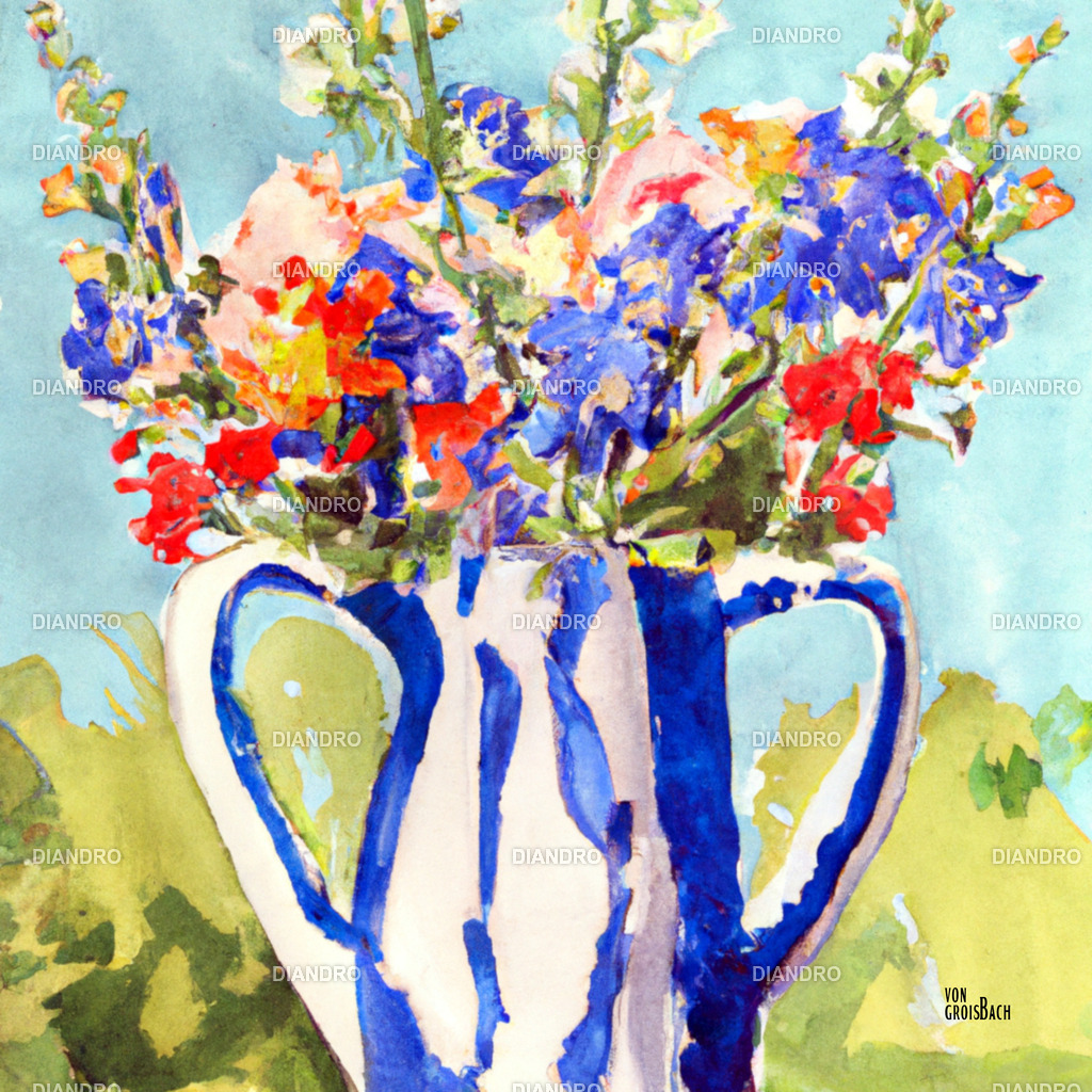 Vase mit Wiesenblumen Aquarell | DIANDRO