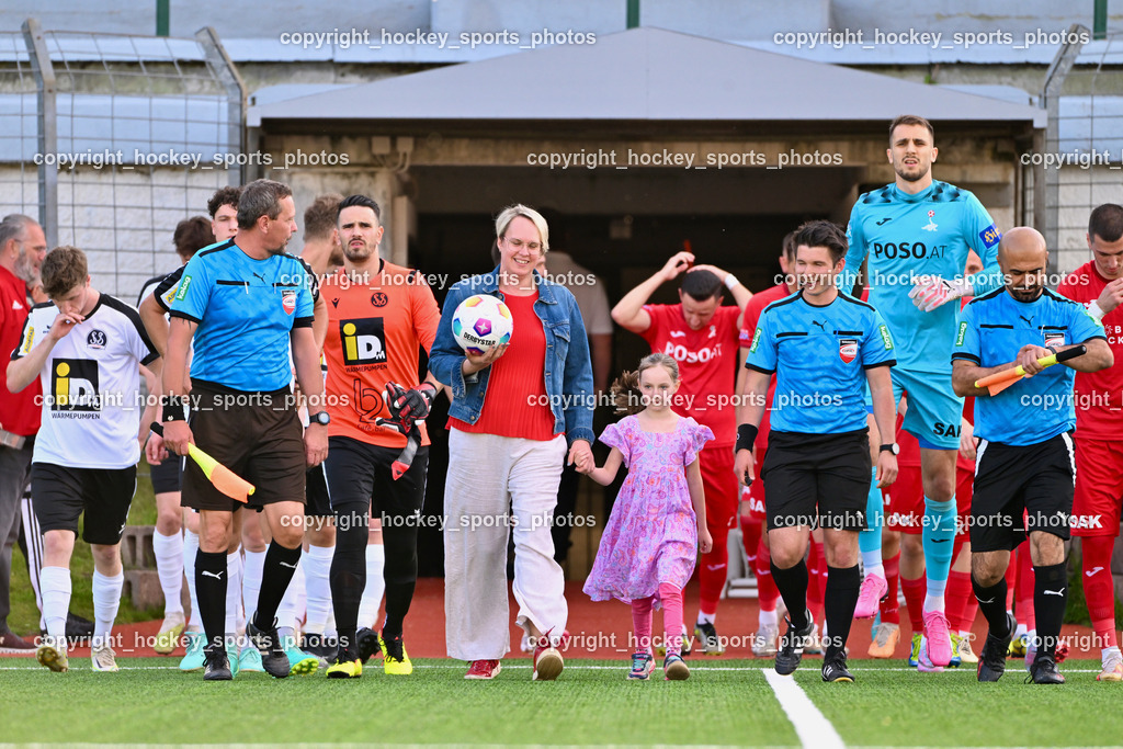 SV Spittal vs. SAK | Martin Leitgeb Referee, #1 Marko Soldo SV Spittal, Stadträtin Spittal an der Drau Almut Smoliner, Mathias Bodner Referee, #1 Kristijan Kondic SAK, Raouf Alhassan Referee, SV Spittal vs. SAK, SV Spittal vs. SAK am 24.05.2024 in Spittal an der Drau (Goldeck Stadion), Austria, (Photo by Bernd Stefan)