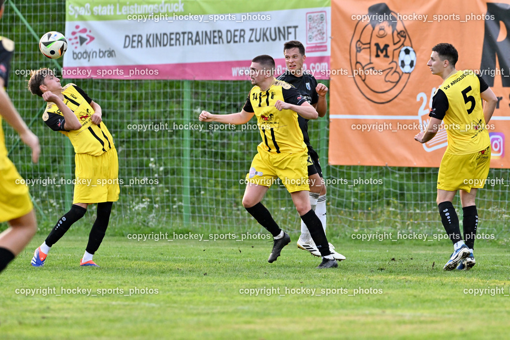 SV Arnoldstein vs. URC Thal Assling | #13 Fabian Ortner SV Arnoldstein, #14 Edis Sehic SV Arnoldstein, #5 Dino Benic SV Arnoldstein, #18 Matej Palcic Thal Assling, SV Arnoldstein vs. URC Thal Assling, SV Arnoldstein vs. URC Thal Assling am 09.08.2025 in Arnoldstein (Waldparkstadion Arnoldstein), Austria, (Photo by Bernd Stefan)