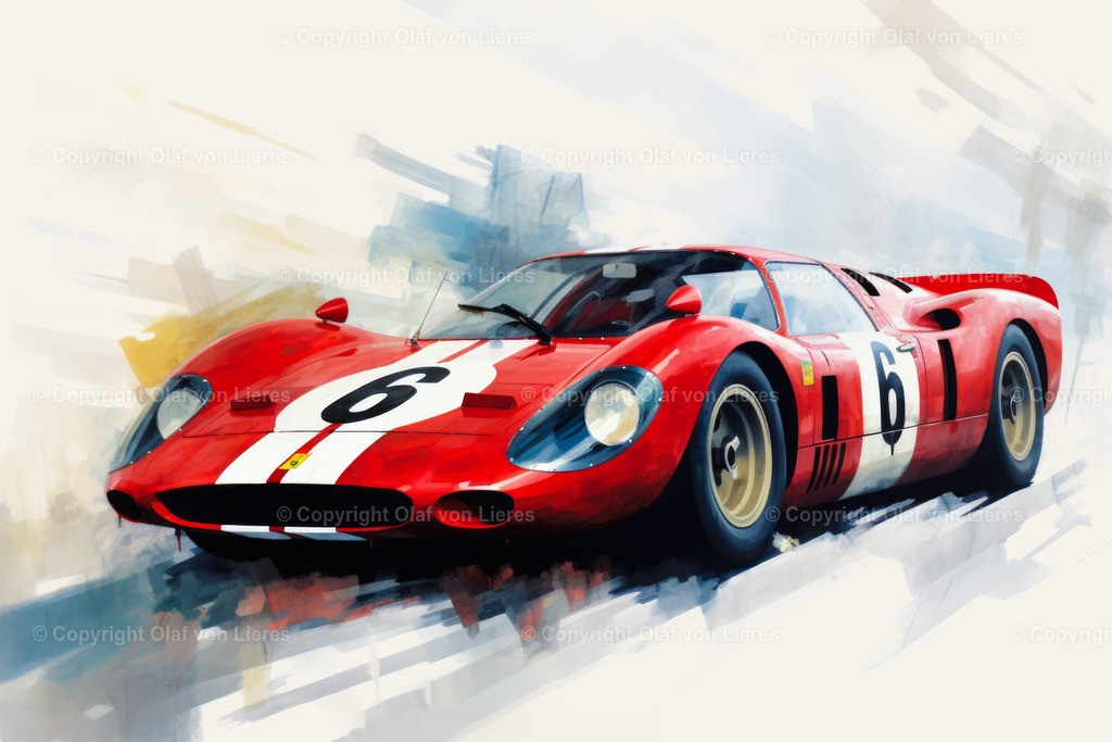 Ferrari 1966 | Rennwagen LeMans Ferrari 1966 Artwork