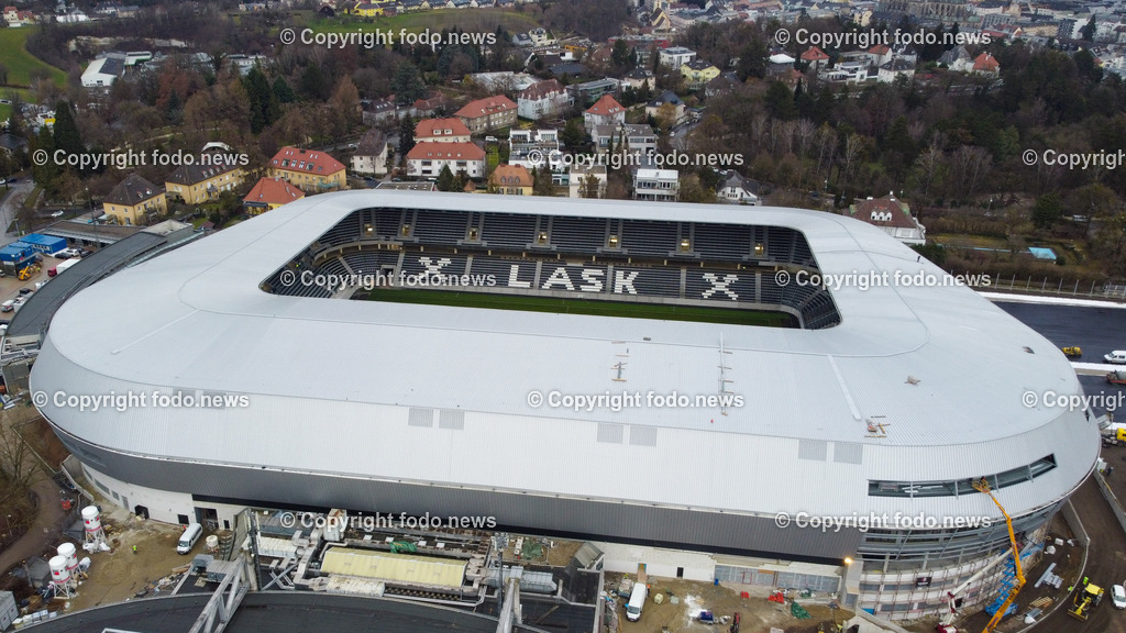 Raiffeisen Arena Linz_ Stadion_ 31.01.2023-3 | 31.01.2023, Raiifeisenarena Linz, AUT, im Bild Raiffeisen Arena Linz, Drohne