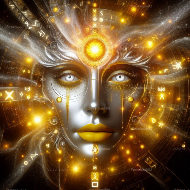 Ein majestätisches Bild aus Licht_ Energie_ Liebe und Dankbarkeit in den Farben Gold_ Silber und Schwarz_ mit Spiegeln und Schatten vom Vü ZiRKUS von Marko Stephan_ einem menschlichen_ weiblichen Clown  (2) | Entdecke DEJAVUE ZiRKUS bei 3TB Media Studio Postershop: über 40.000 Bilder zum Personalisieren. Poster, Leinwände, Textildruck; direkt bestellbar, realisiert mit Pictrs.com.. - Realisiert mit Pictrs.com
