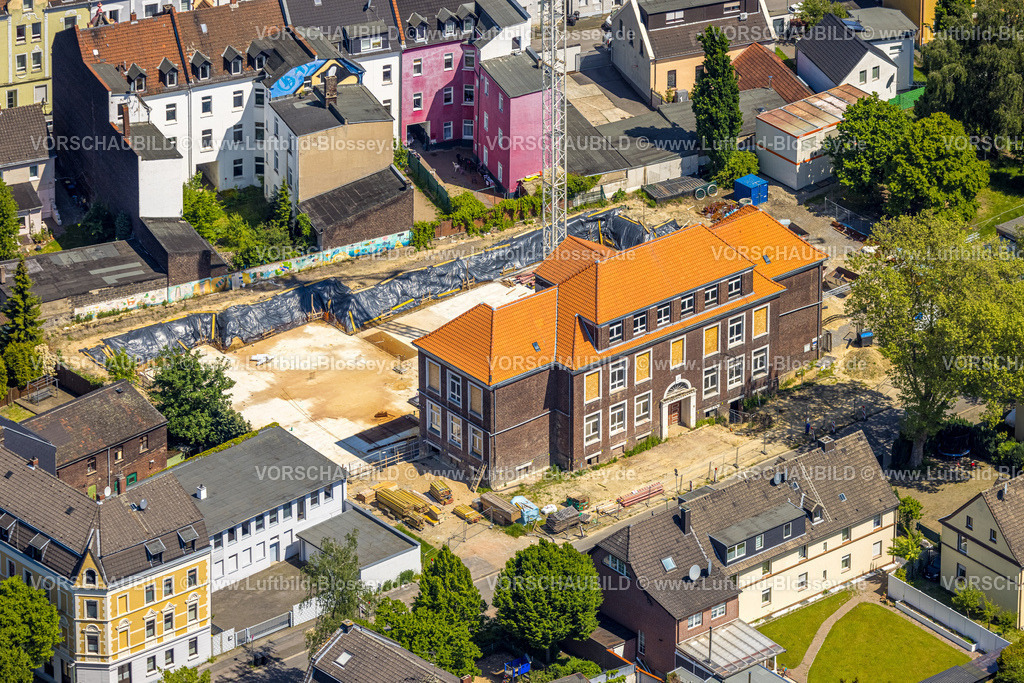 Gelsenkirchen230511528 | Luftbild, Glückaufschule-Ückendorf mit Baustelle, Ückendorf, Gelsenkirchen, Ruhrgebiet, Nordrhein-Westfalen, Deutschland