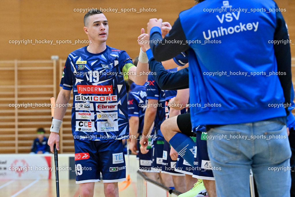 VSV Unihockye vs. KAC Floorball | #19 Philipp Seiser VSV Unihockey, VSV Unihockye vs. KAC Floorball, VSV Unihockye vs. KAC Floorball am 13.04.2025 in Villach (Ballspielhalle St. Martin), Austria, (Photo by Bernd Stefan)