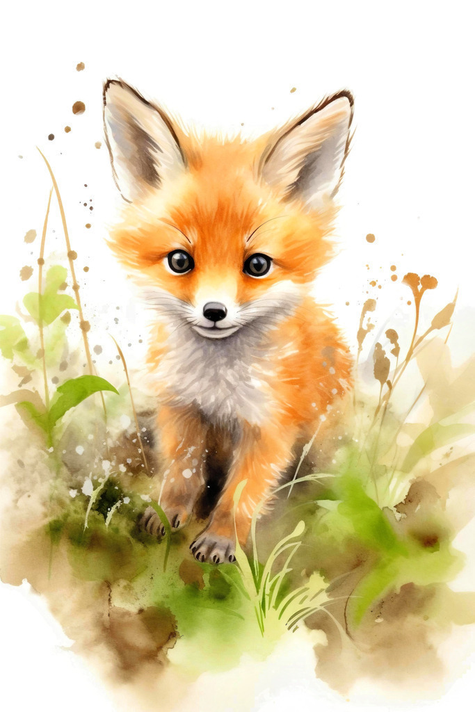 2401058 - Kleiner Fuchs Illustration | Moderne Wandbilder auf Leinwand, Acylglas, Alu-Dibond oder als Poster. Tauchen Sie ein in die Welt KI-generierter Kunstwerke - entdecken Sie hochwertige Kunstdrucke unserer Gemälde, Illustrationen und fotorealistischen Motive.