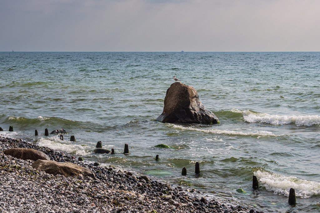 Buhne und Findling an der Küste der Ostsee auf der Insel Rügen | Buhne und Findling an der Küste der Ostsee auf der Insel Rügen.