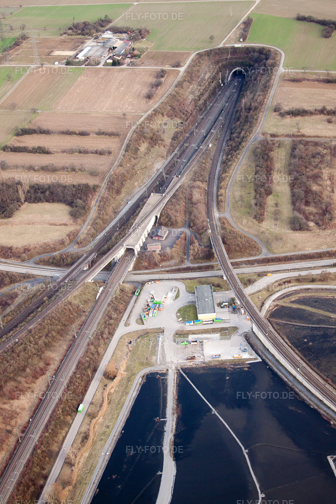 Luftbild: Bruchsal, ICE-Tunnel in Bruchsal im Bundesland Baden-Württemberg in Deutschland. Foto: IMG_24694.jpg vom 27.02.2010 durch Werner Riehm/FLY-FOTO.de