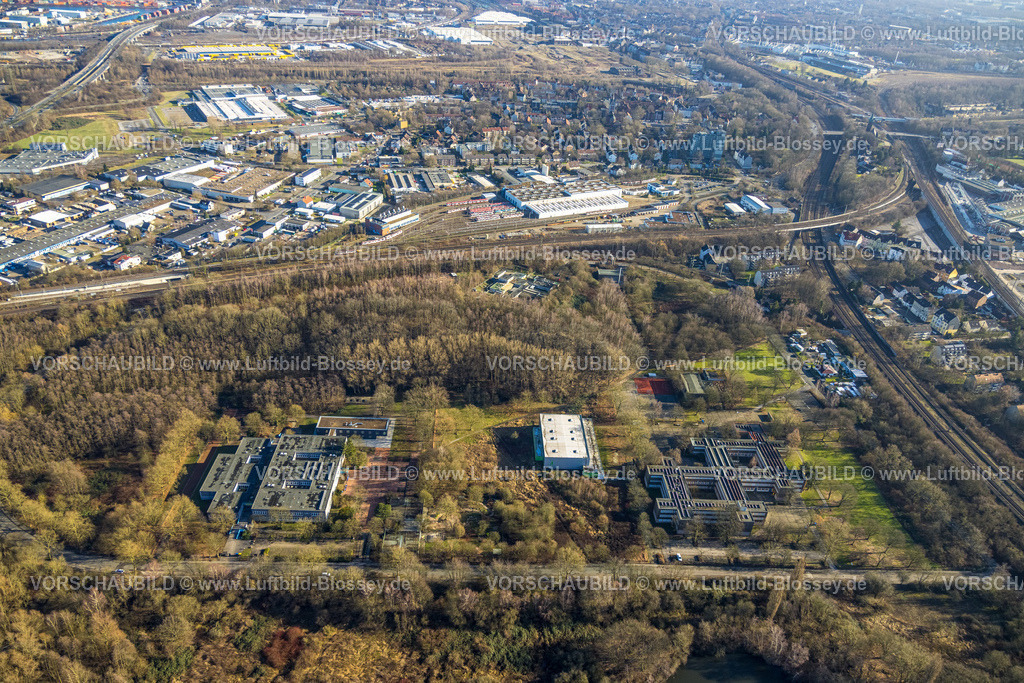 Dortmund240101728 | Luftbild, Reinoldus- und Schiller-Gymnasium, Wilhelm-Busch-Realschule, Tierheim, hinten Gewerbegebiet Dorstfeld, Verkehrssituation, Huckarde, Dortmund, Ruhrgebiet, Nordrhein-Westfalen, Deutschland