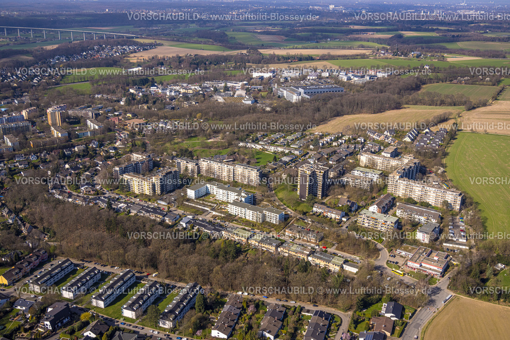 Essen240302405Kettwig | Luftbild, Hochhaus Wohnsiedlung zwischen Rheinstraße und Neckarstraße, Straßen mit Flussnamen, Kettwig, Essen, Ruhrgebiet, Nordrhein-Westfalen, Deutschland