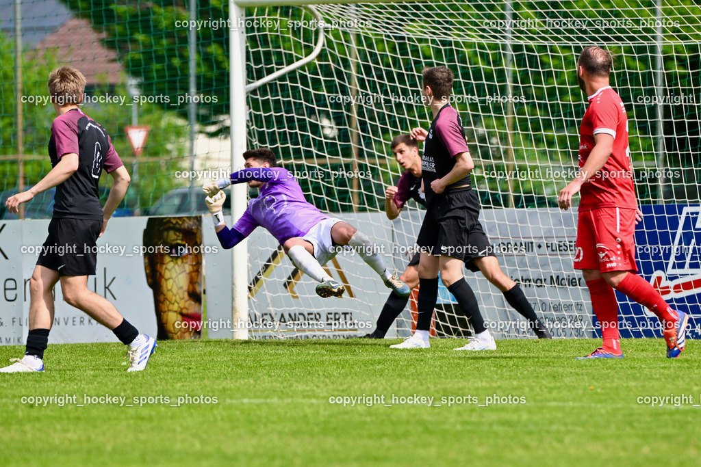 SV Rothenthurn vs. FC Nussdorf Debant | #1 Benjamin Unterwurzacher FC Nussdorf, #7 Aleksandar Simic FC Nussdorf, SV Rothenthurn vs. FC Nussdorf Debant, SV Rothenthurn vs. FC Nussdorf Debant am 04.05.2025 in Rothenthurn (Sportplatz Rothenthurn), Austria, (Photo by Bernd Stefan)