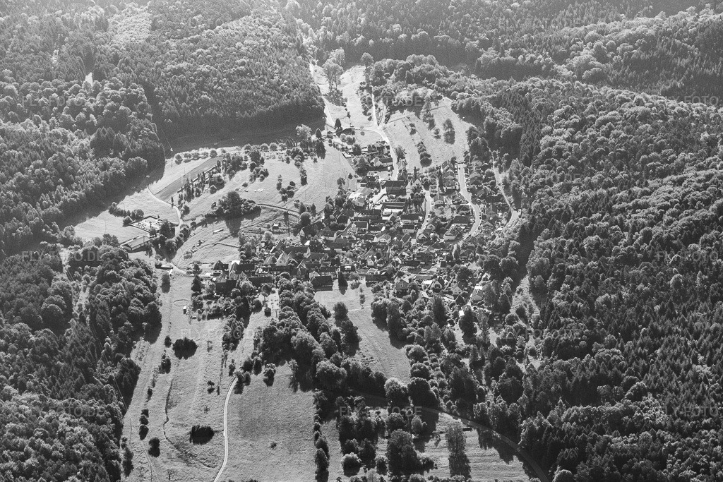 Luftbild: Dorfansicht im Pfälzerwald aus Westen in Böllenborn im Bundesland Rheinland-Pfalz in Deutschland. Foto: IMG_080038.jpg vom 05.06.2015 durch Werner Riehm/FLY-FOTO.de