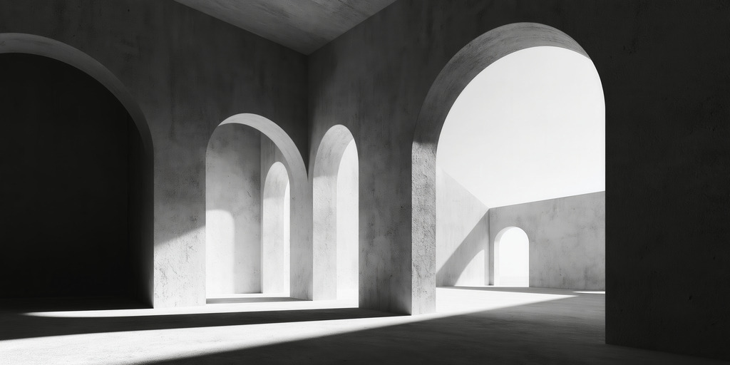 Abstrakte Innenarchitektur | Mit moderner KI‑generiertes schwarz-weiß Artwork, sorgfältig manuell für den Druck optimiert.