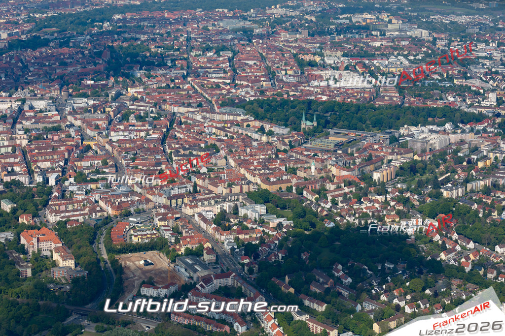aktuelles Luftbild von Rennweg Nuernberg  - Luftaufnahme wurde 2019 von https://frankenair.de mittels Flugzeug (keine Drohne) erstellt.