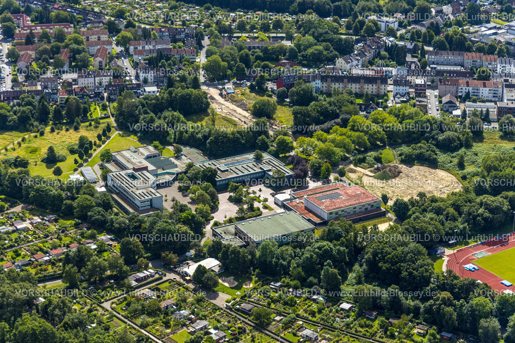 Dortmund240700297 | Luftbild, Goethe-Gymnasium und Konrad-von-der-Mark-Schule, Stettiner Straße am Technologiepark Gewerbegebiet Phoenix West, Hörde, Dortmund, Ruhrgebiet, Nordrhein-Westfalen, Deutschland