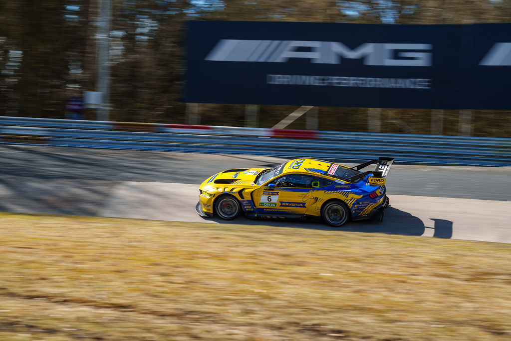 Nürburgring Langstrecken Serie (NLS) | 22.03.2025 Nürburgring Langstrecken Serie (NLS), Nürburgring,Deutschland, Bild: # 6, HRT FORD Performance, Fetzer Dennis, Owega Jusuf, Müller Dirk, Schumacher  David im FORD Mustang GT3 - Realisiert mit Pictrs.com