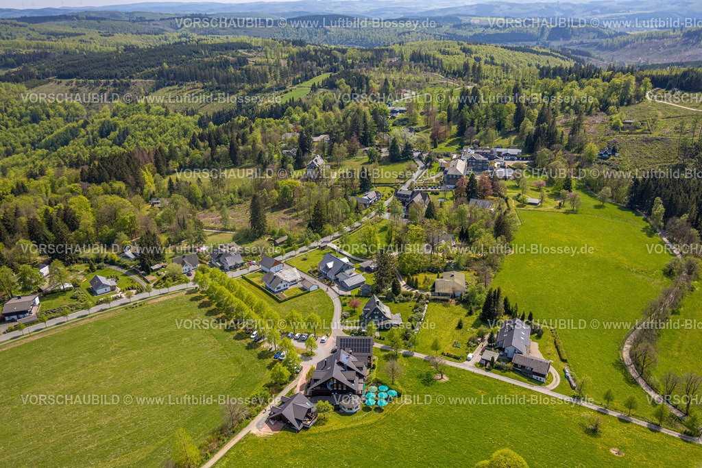 Schmallenberg240505540HotelJagdhausWiese | Luftbild, Hotel Jagdhaus Wiese, vorne Schäferhof Hotel und Baumallee, Waldgebiet, Jagdhaus, Schmallenberg, Sauerland, Nordrhein-Westfalen, Deutschland